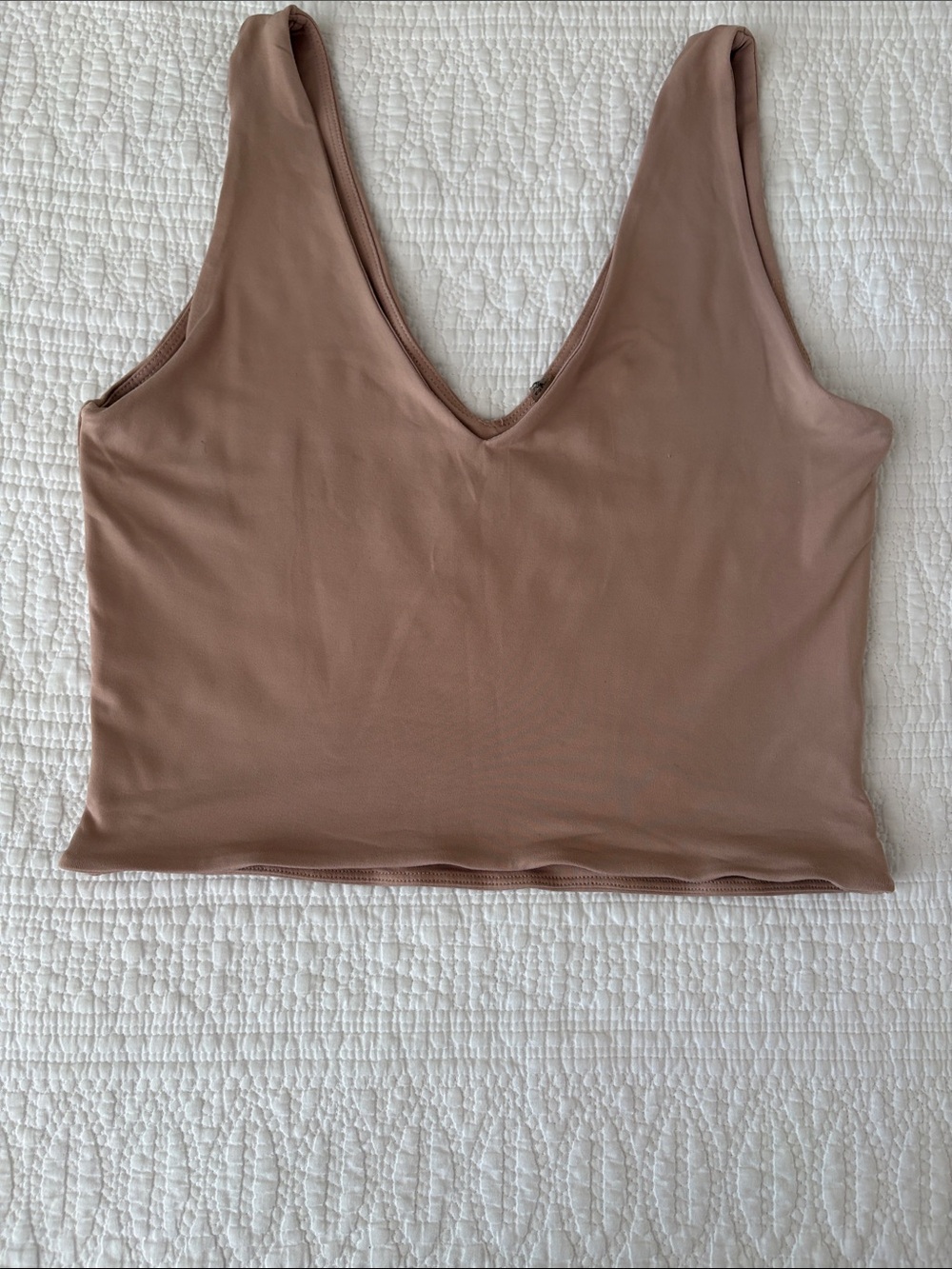Second Skin Overalls Mauve/Taupe V-Neck Crop Tank